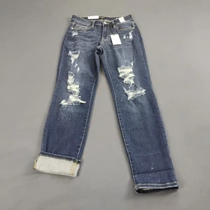 Judy Blue Boyfriend Fit Distressed Ripped Denim Jeans Women's Size 5/27 Blue NWT - Picture 1 of 14