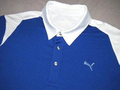 Camisa polo de golf PUMA Dry Cell manga corta 100 % poliéster azul/gris para hombre MED Foto 1 de 4