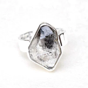 925 Sterlingsilber Herkimer Diamantring natürlicher Rohdiamant Kristallring-H041 - Bild 1 von 4