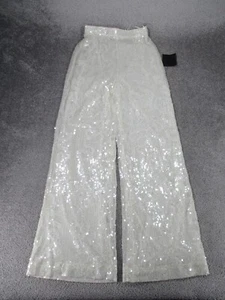 Lulus Pants Womens Small Off White Sequins Wide Leg NEW - Picture 1 of 12