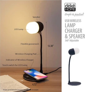 Led desk lamp-Chager-Speaker with QI wireless smart charger USB Wireless - Picture 1 of 8