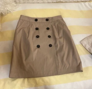 Club Monaco Button-Up Khaki Beige Pleated Cotton Skirt NWOT - Picture 1 of 7