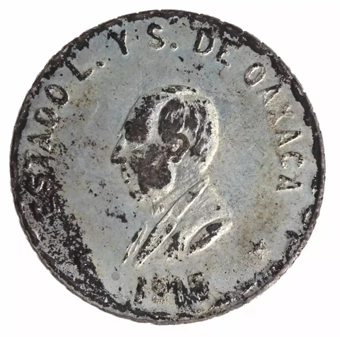 1915 Mexican State of Oaxaca Revolutionary Silver Peso KM# 740.1 VG Cover