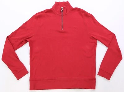 Raro Vintage BURBERRY BRIT 1/4 Zíper Pulôver Moletom Anos 2000 Vermelho Preppy Tamanho GG - Imagem 1 de 4