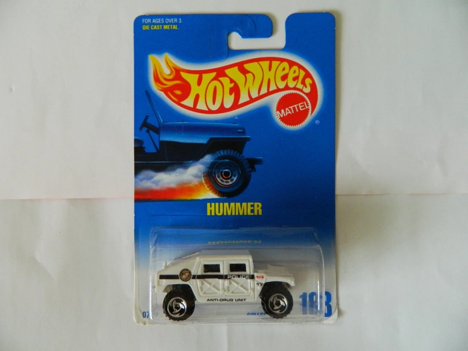 Vintage 1991 Hot Wheels ~ White HUMMER, Blue & White Card #188 NEW MOC NOS NIP - Image 1 of 1