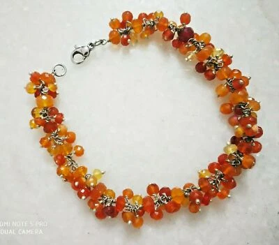 Bracciale in argento sterling 925 con pietre preziose sfaccettate con opale... - Immagine 1 di 2