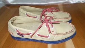 SEBAGO Docksides Women Beige/Red Slip on Weekender Nubuck Leather Shoes 7. 5M - Picture 1 of 7