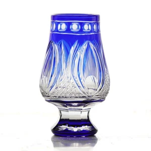 Old Fashioned Vintage Sake Wine Glass 6oz Hand Cut For Brandy Cocktail Blue - Picture 1 of 4