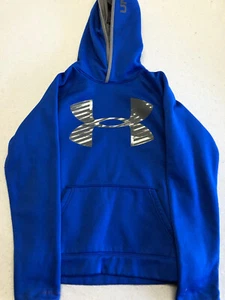 Under Armour Youth Boy's Large Sweatshirt Blue Fleece Pullover Hoodie - Picture 1 of 5