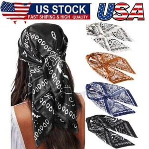 35”Satin Large Square Head Scarves-4Pcs Silk Like Neck Scarf Hair Sleeping Wraps - Picture 1 of 7