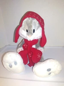 Bugs Bunny looney tunes Plush Hallmark Snow Winter Hat Mittens Christmas - Picture 1 of 6