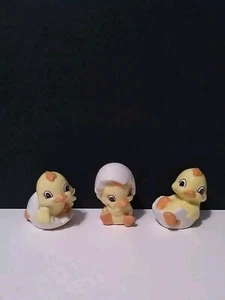 Vintage Set Of 3 Hand Painted Ceramic Hatching Ducklings Chicks In Cracked Eggs - Picture 1 of 17