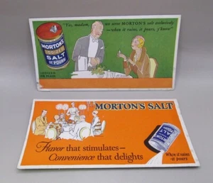 Pair MORTON'S SALT Advertising Ink BLOTTER Circa 1920's Dinner Party - Picture 1 of 7