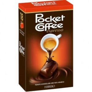 Ferrero Pocket Coffee espresso in dark chocolate 18pc in Box 225g Exp.02-2024