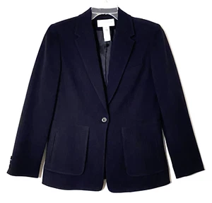 Blazer Liz Claiborne Mujer 6 Pequeño Azul Marino Oscuro Un Botón Forrado Imitación Bolsillos - Imagen 1 de 14