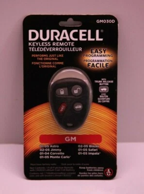 !! DURACELL !! PROGRAMMABLE KEY-LESS REMOTE !! GM030D !! GM 2001-2005 !! - Image 1 of 2