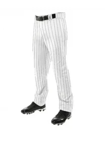 Champro Men's Triple Crown Pinstripe Open Bottom Baseball Pant WHITE | NAVY MD - Picture 1 of 2