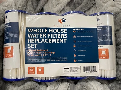 4PK of Big Blue 5µm Pleated Washable Sediment Water Filter 10"x4.5" by Aquaboon - Image 1 of 4