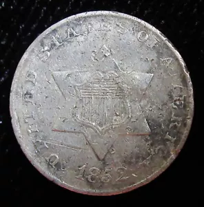 1852 Silver 3 Cents - Picture 1 of 2
