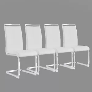 Esszimmerstuhl 4er Set Freischwinger Stuhl Kunstleder Schwingstuhl Stühle Weiß - Bild 1 von 11
