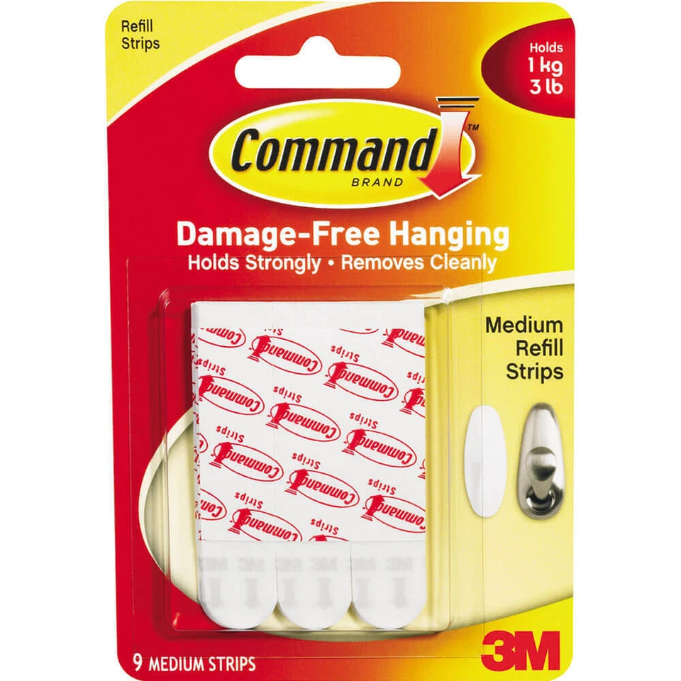 Command Mounting Refill Strips Pack of 9 Medium Holds Strongly Removes Cleanly Foto 1 de 1
