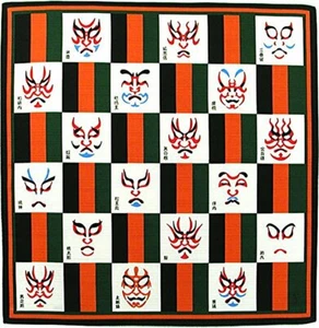 Panno Avvolgente Kabuki Attore Furoshiki Arazzo Maschera Kumadori Design Giappone - Foto 1 di 1