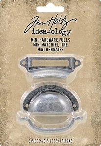 TIM HOLTZ Idea-ology 3 Mini Vintage Hardware Drawer Handles Assorted Metal Pulls - Picture 1 of 2