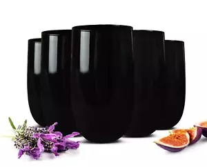 6 Schwarze Trinkgläser 420ml Gläser Saftgläser Cocktailgläser Longdrinkgläser - Bild 1 von 4