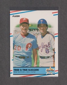 1988 Fleer - #636 Mike Schmidt & Gary Carter [Tried & True Sluggers] MLB HOF - Picture 1 of 2
