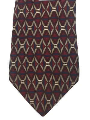 "Corbata Oleg Cassini vintage para hombre azul borgoña abstracta tejida seda 58""" Foto 1 de 4