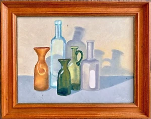 Vintage Modernist Stillleben Flaschen Vasen zeitgenössische Kunst signiert PATRICIA TOOL - Bild 1 von 8