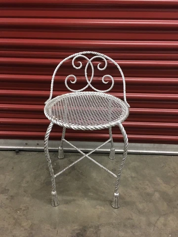 Rope and Tassel Chair Hollywood Regency Small Italian Guilt Silver-Leaf Cover