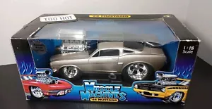 MUSCLE MACHINES 1966 Ford Mustang G.T. 350 NEW 1:18 Grey with Black Stripes - Picture 1 of 8
