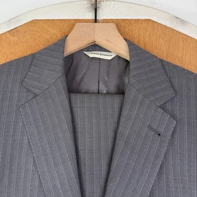 Jhane Barnes Suit Mens 42L Gray Pinstripe 2 Button Super 140s Wool Canvas 36x30 - Image 1 of 4