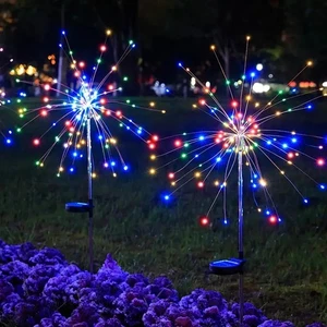 Christmas Solar Firework Lights Outdoor Waterproof Garden Yard Path Lawn 150 LED - Picture 1 of 13