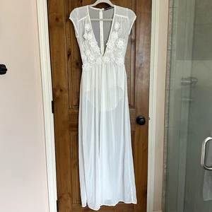 For Love & Lemons Body transparent Maxikleid kleine Blumenapplikation - Bild 1 von 6