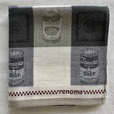 Pañuelo de Colección Tela Tejido a Cuadros y Mermelada Conserva ~ Sopa de Tomate Bolsillo Cuadrado 17" Foto 1 de 3