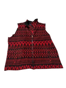 Chaps Women Red/Black Sleeveless Full Zip Fleece Vest Size 2x - Picture 1 of 7