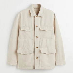 BANANA REPUBLIC Men’s Linen Field Jacket Size Large. NWT. Ecru tan - Picture 1 of 9