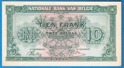 1943 Belgium 10 Francs Note - Image 1 of 4