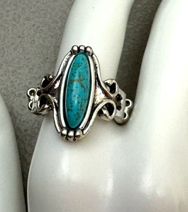 Blue Faux Turquoise Stretch Band Ring Western Style Cocktail Size 8.5 - Foto 1 di 12