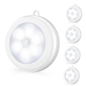 4 Pack Motion Sensor LED Night Light, Cordless Battery-Powered Cool White - Picture 1 of 7