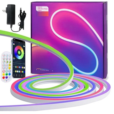 16 4 Ft Neon Rope Lights RGB Ic Color Chasing Meteor Rope Lights For Wall Fle... - Image 1 of 4