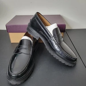 Johnston & Murphy 9 Donnell Penny Black Brush-Off Leather Loafers - Picture 1 of 8