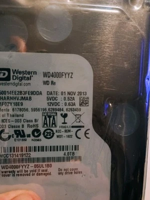 WD Gold WD4000FYYZ 4TB Enterprise HDD 7200RPM SATA III Internal Hard Drive - Image 1 of 2