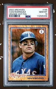 Iván Rodriguez 2022 Archivos 1978 Topps Design Orange Hot Foil #d/15 PSA 10 - Imagen 1 de 2