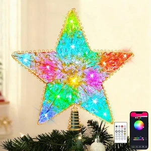 Christmas Tree Topper, Gold Christmas Tree Decorations, Christmas Star Tree T... - Picture 1 of 8