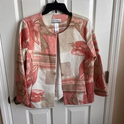 Blazer Alfred Dunner estampa floral frente aberta jaqueta texturizada tamanho pequeno 10P - Imagem 1 de 4