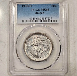 1938-D 50C Oregon Trail Half Dollar ~ PCGS MS66 GEM UNC ~ US Silver Commem Coin - Picture 1 of 4