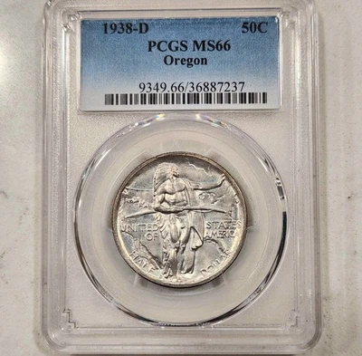 1938-D 50C Oregon Trail Half Dollar ~ PCGS MS66 GEM UNC ~ US Silver Commem Coin - Image 1 of 4